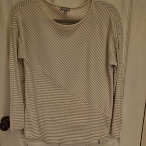Talbots Beige Striped Long Sleeve Tee